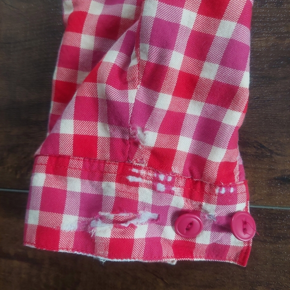 L.L.Bean Red Pink Plaid Fleece Lined Shirt Jacket Size Small - Picture 6 of 11
